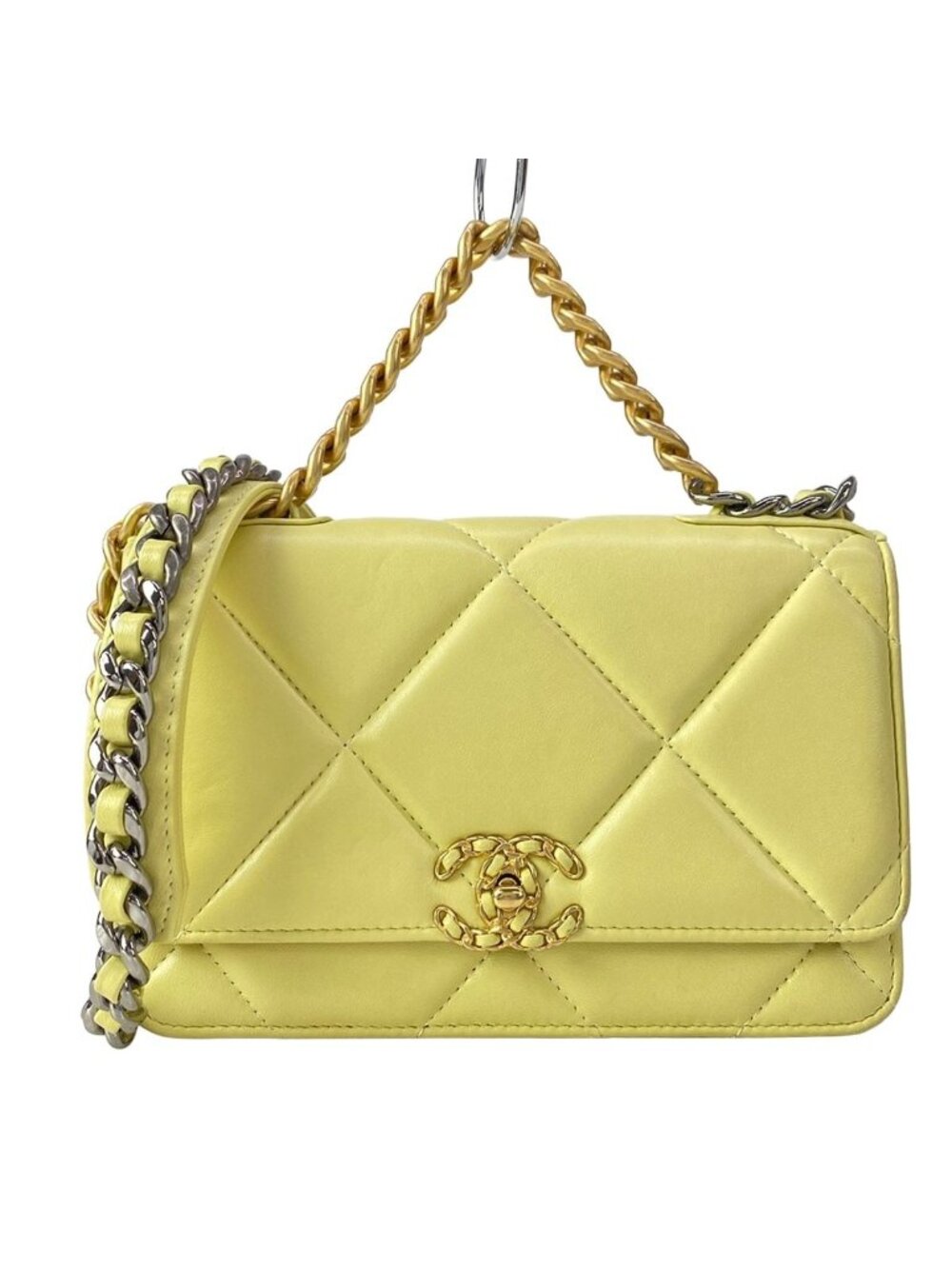 Chanel Wallet Chanel 19 Light Yellow Chain Lambskin Shoulder Bag